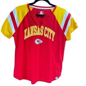 NFL Y2K Kansas City Chiefs Starter Top Red Gold Retro Colorblock Women Size L